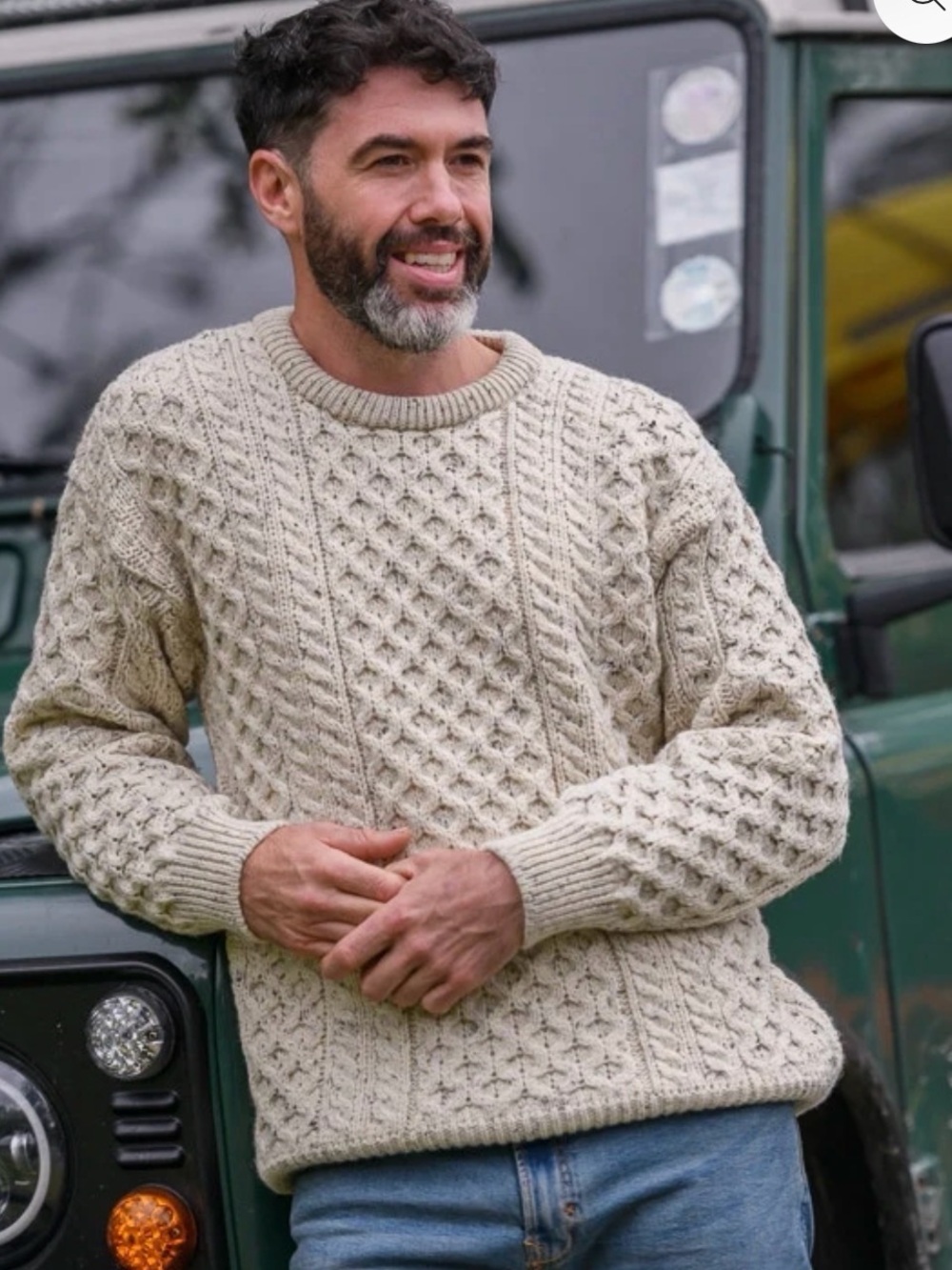 NWT Aran Sweater Market Heavyweight C311 Wool Fisherman Sweater M Fleck Ireland